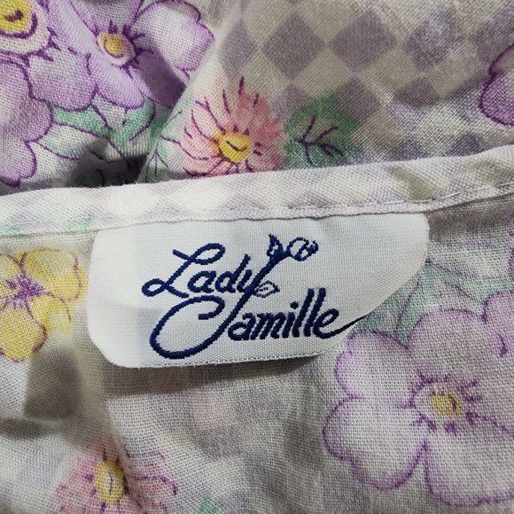 Vtg Lady Camille Bathrobe L/XL Floral Lace Trim Lightweight 1980s Sleepwear - Picture 6 of 6